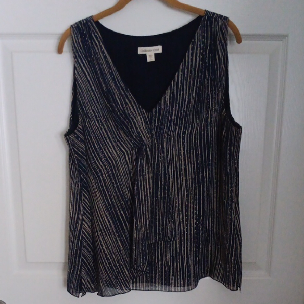 Coldwater Creek Blue and Cream Women's Top